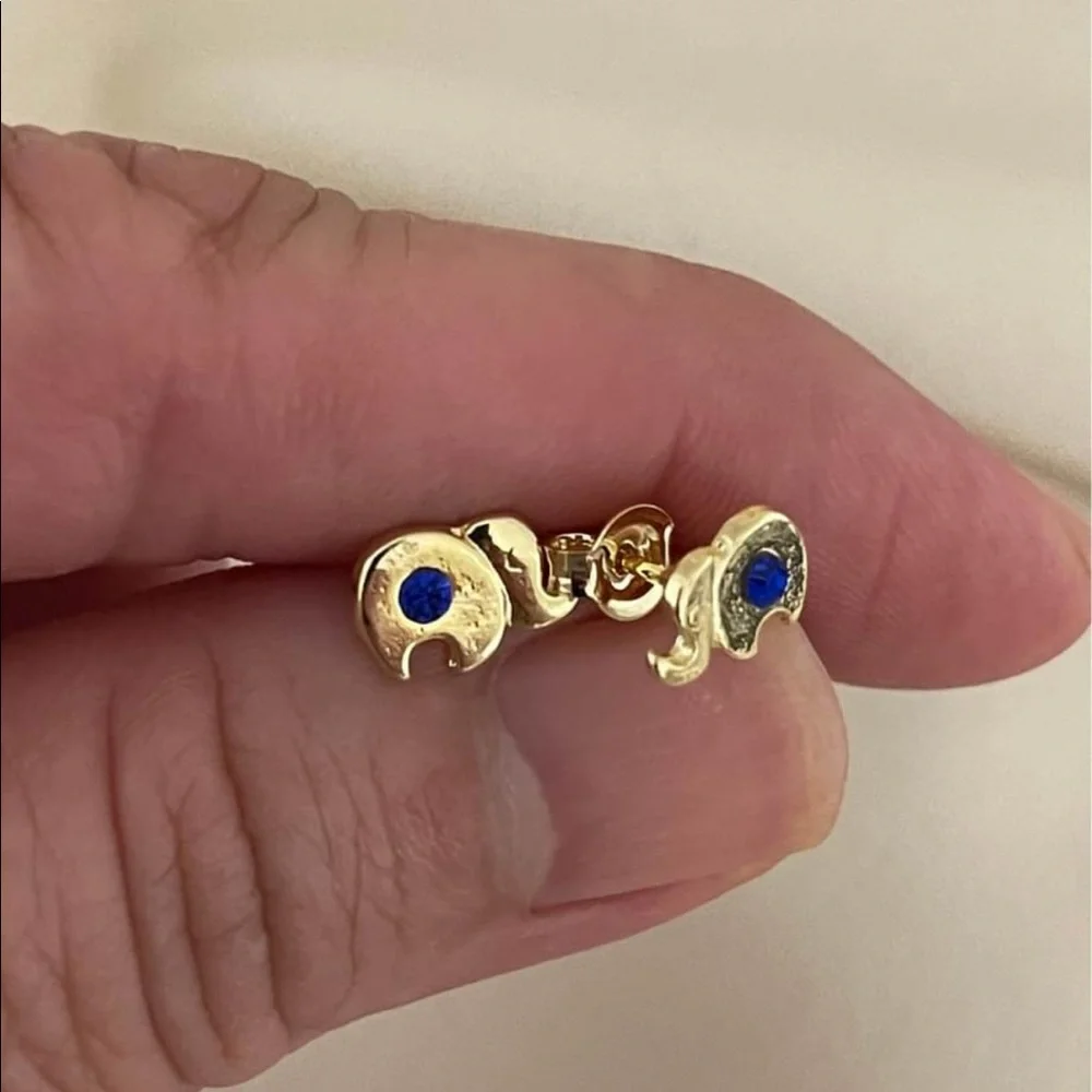 18k Gold Filled CZ Elephant Stud Earrings